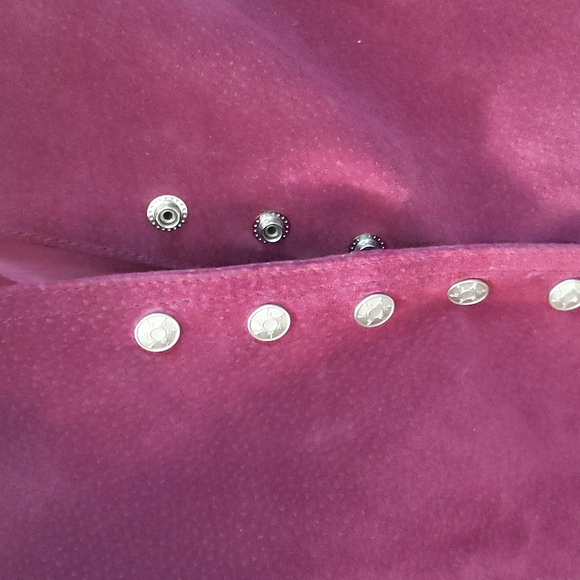 Purple Pinkish Leather Jacket, silver snap buttons - Picture 3 of 6